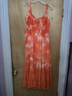 White Mark Women's Orange Tie-Dye Maxi Dress